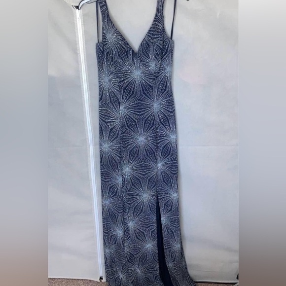 Elegant Navy Blue with silver sparkle Dress - Picture 2 of 4